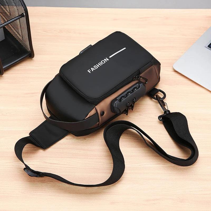 Men's Anti-Theft Sling Bag | USB Charging Crossbody Pack