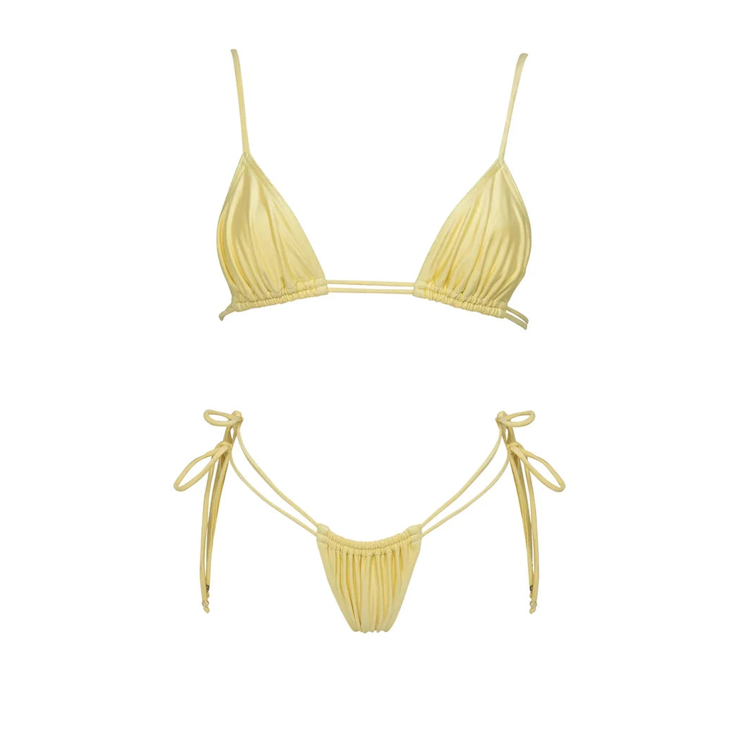 3-Piece Micro Bikini Set | Vibrant Pink Push-Up Swimwear for Women