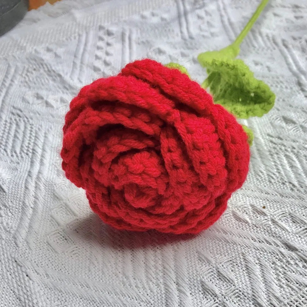 6pcs Multi-Color Crochet Rose Bouquet | Handmade Floral Decor