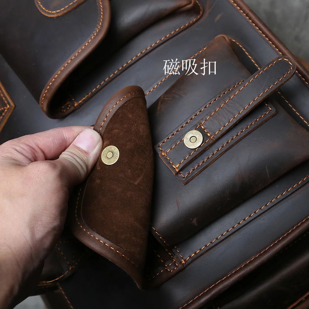 Genuine Leather Retro Men's Handbag | Large Capacity Crossbody Bag