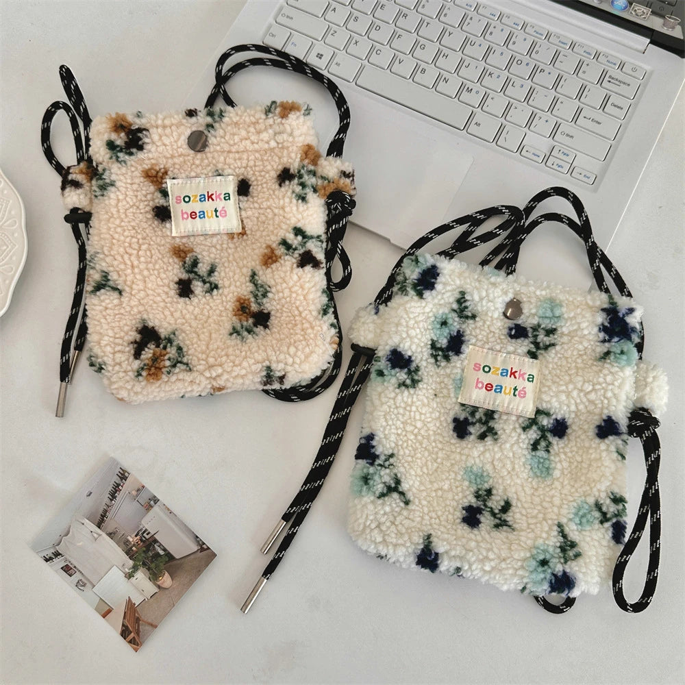 Cute Plush Dot Crossbody Bags for Women | Portable Shoulder Bag