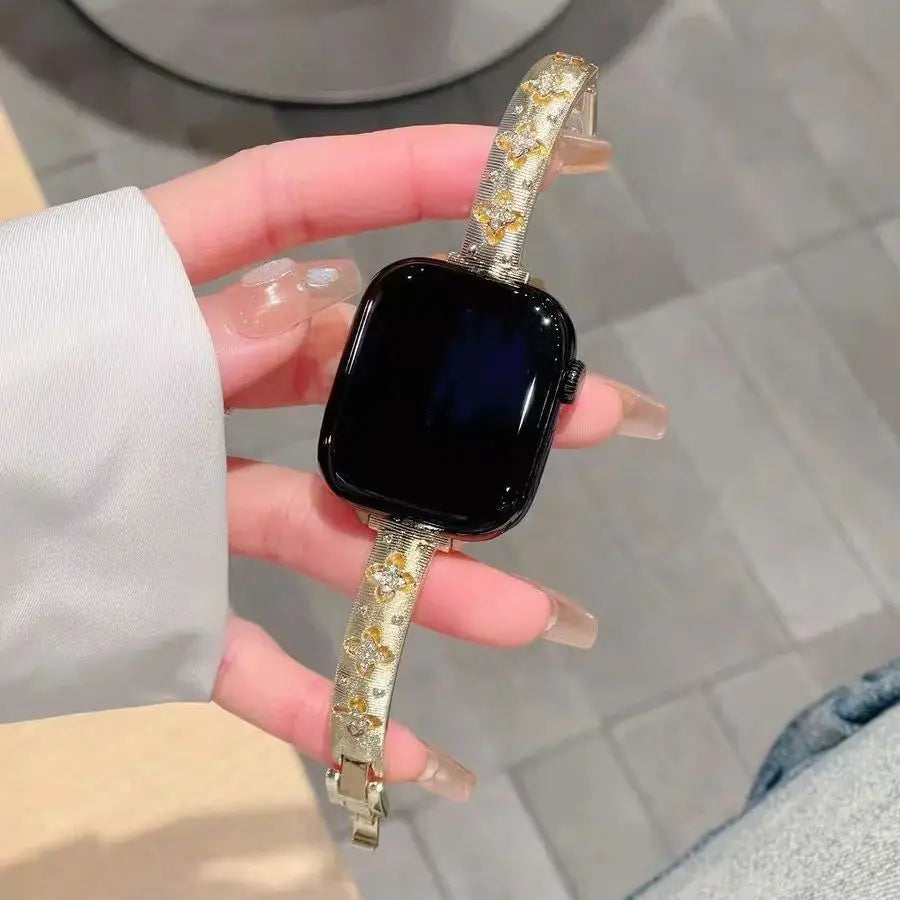 Elegant Gold Stainless Steel Bracelet | Stylish Watch Band Compatible