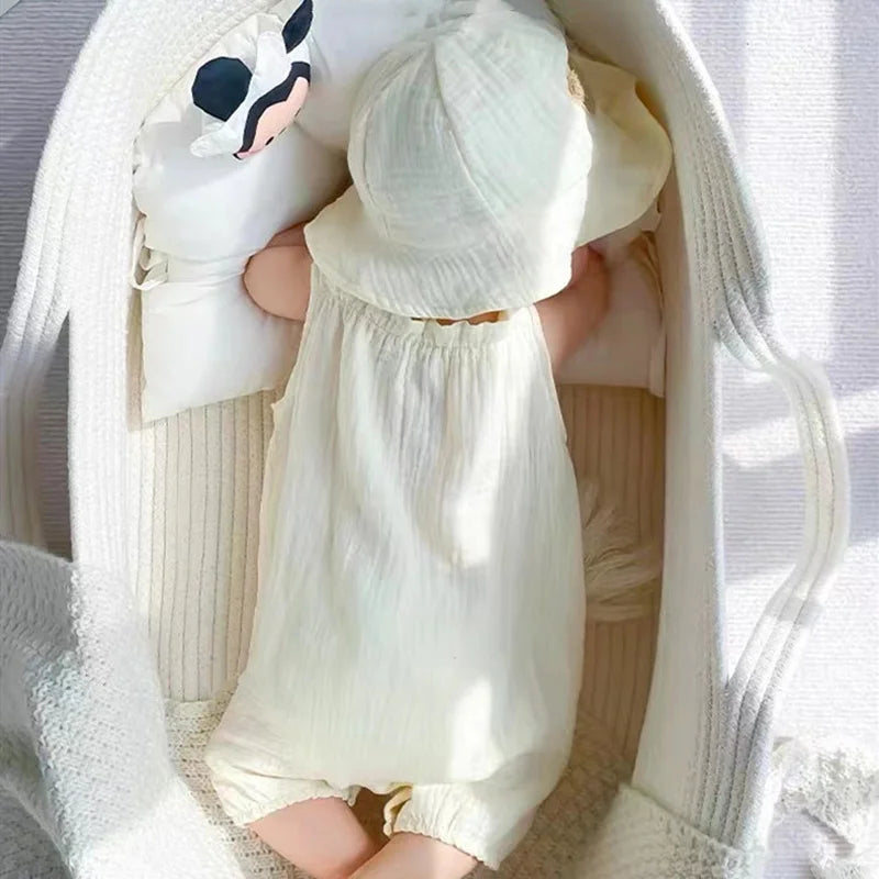 3Pcs Muslin Baby Jumpsuit Set | Stylish Summer Outfit for Kids