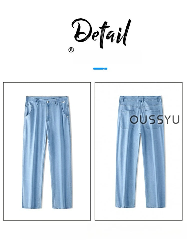 Men's Loose Straight Jeans | Lightweight Casual Pants for Summer