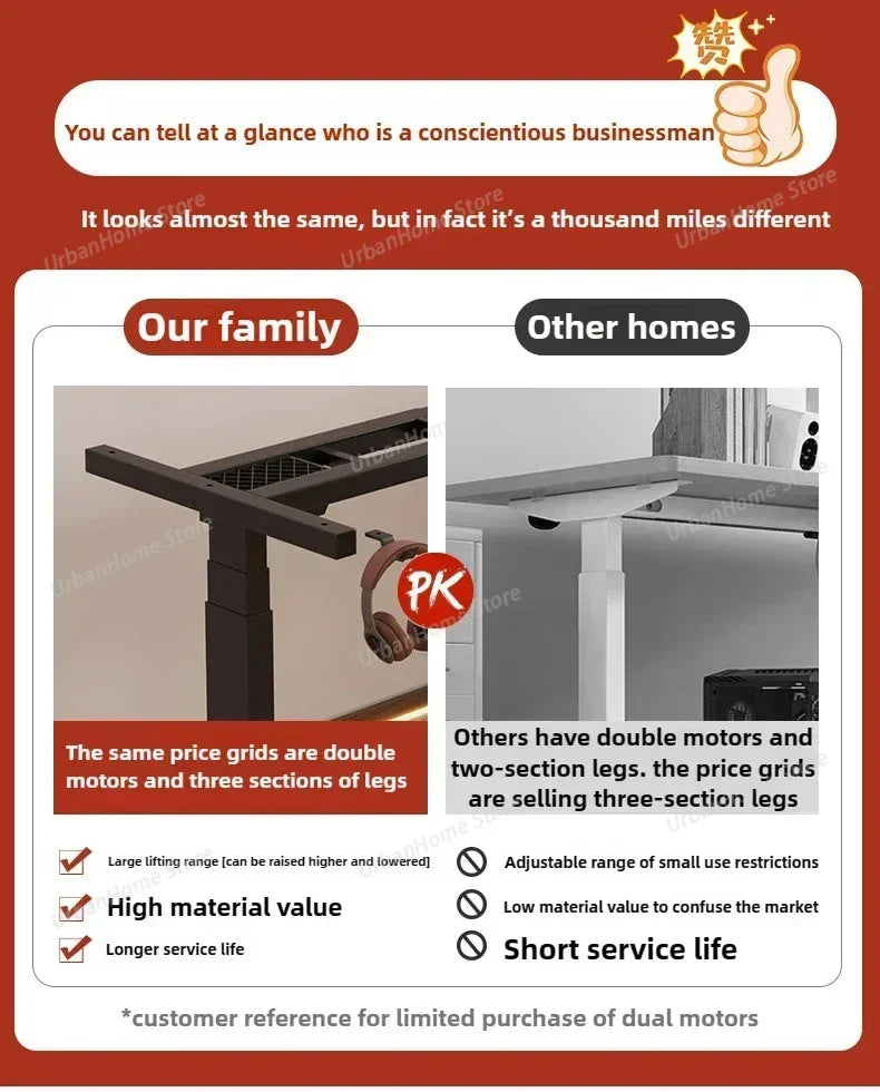 Solid Wood Electric Lifting Table | Versatile Office & Gaming Desk