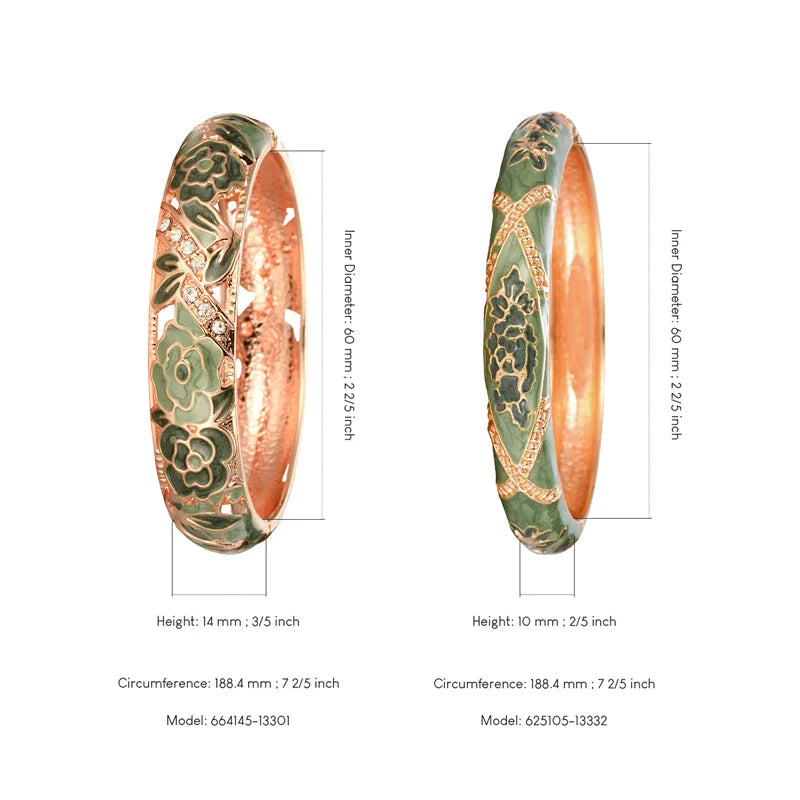 Stylish Cloisonne Double Bangle Set | Elegant Enamel Bracelets for Women