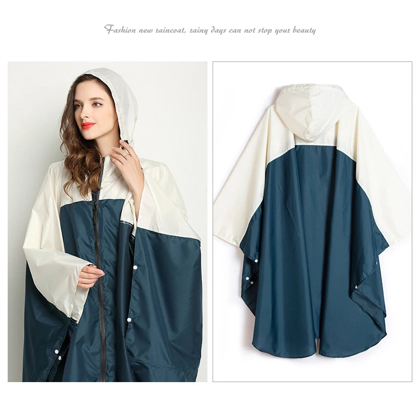 Plus-Size Lightweight Color-Blocked Raincoat | Ideal for Outdoors