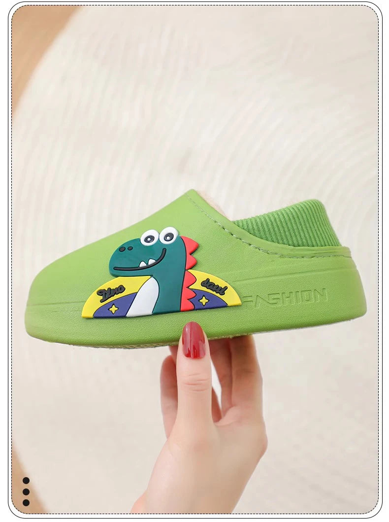 Kids Cute Animal Print Plush Slippers | Warm Cozy House Shoes