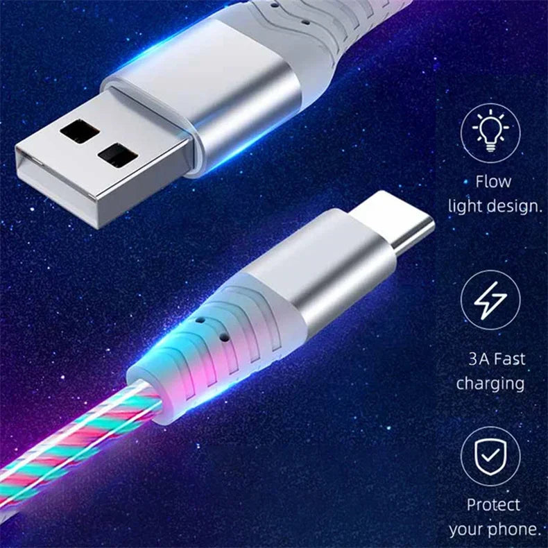Glowing LED Fast Charging Data Cord | Type C & Micro USB Cable