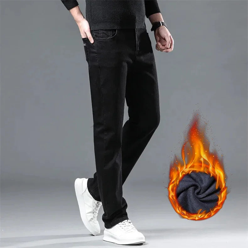 Men's Winter Velvet Pants | Warm Fleece-Lined Denim Jeans