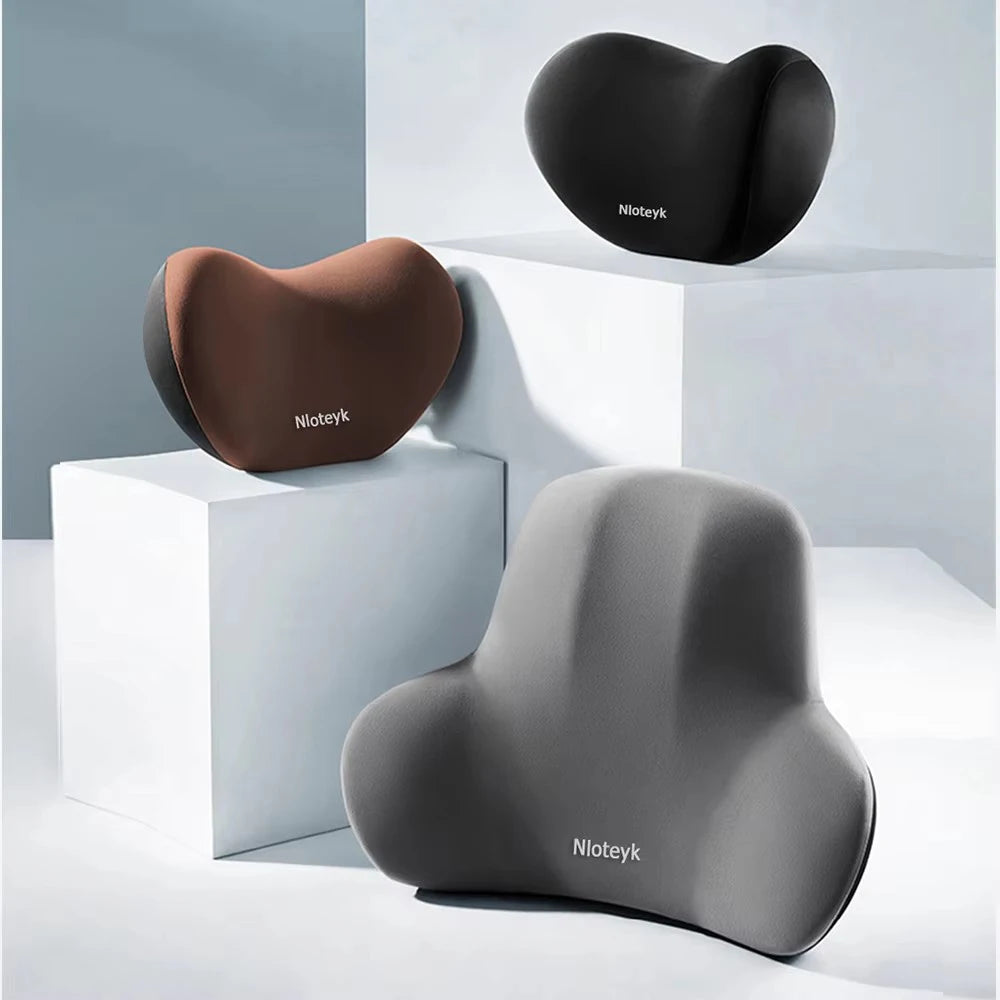 Memory Foam Car Neck Pillow | Breathable Lumbar Support Cushion