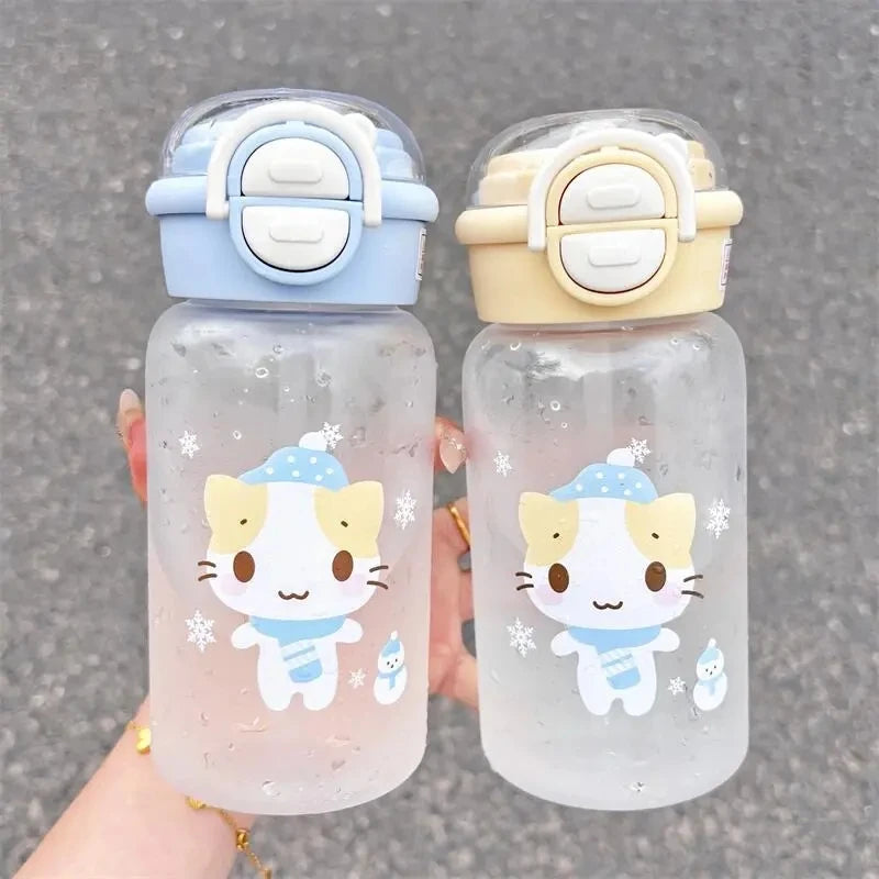 500ML Cute Cat Water Bottle | Portable Straw Cup for Kids