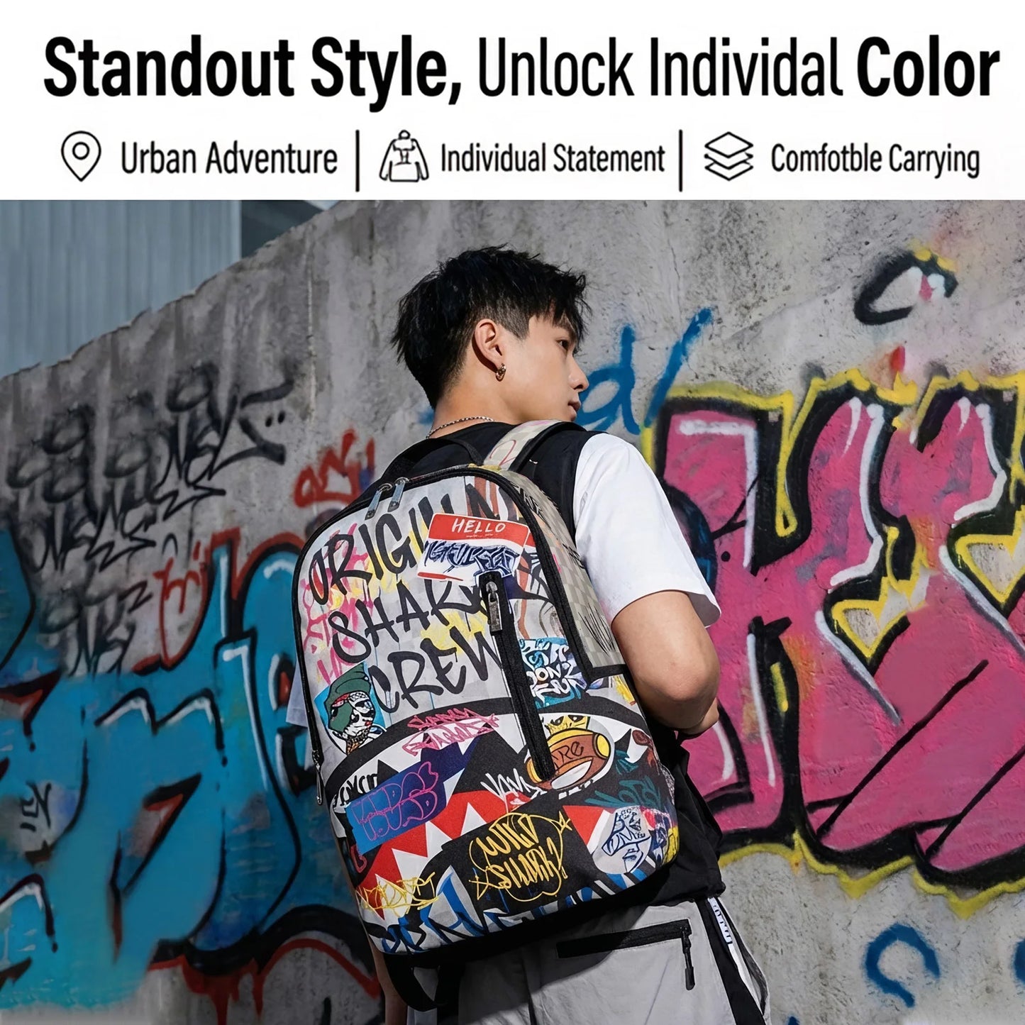 Trendy Hip-Hop Street-Style Backpack | Lightweight Travel Bag