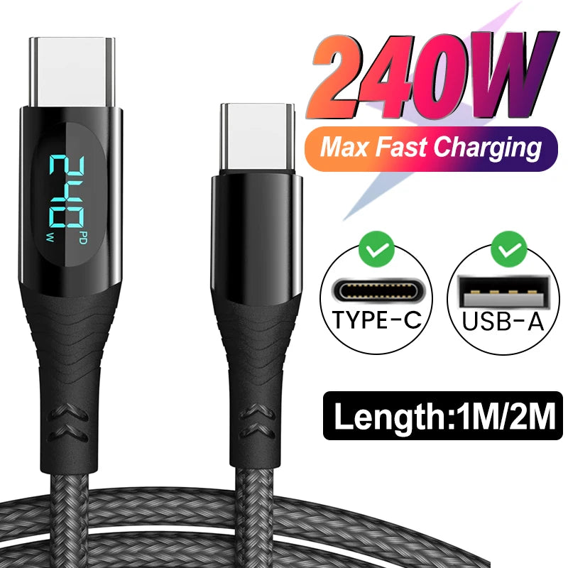 240W Super Fast Charging USB Type-C Cable for All Devices