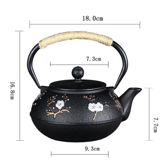 Tetera de hierro fundido de 1200 ml hecha a mano | Estilo retro japonés