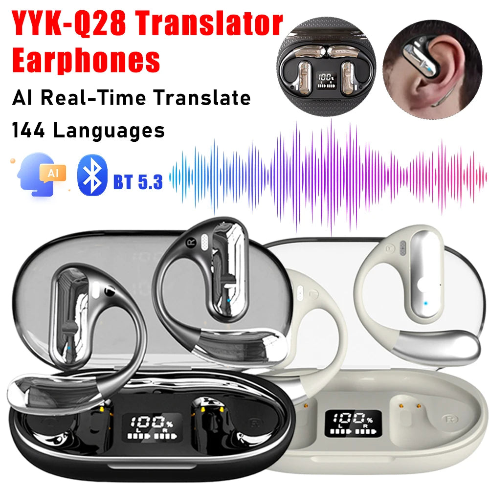 Wireless AI Earphone Translator | Real-Time 144 Languages Earbuds