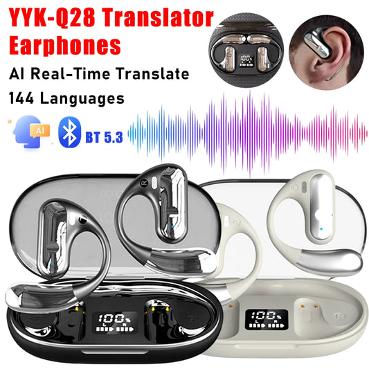 Wireless AI Earphone Translator | Real-Time 144 Languages Earbuds