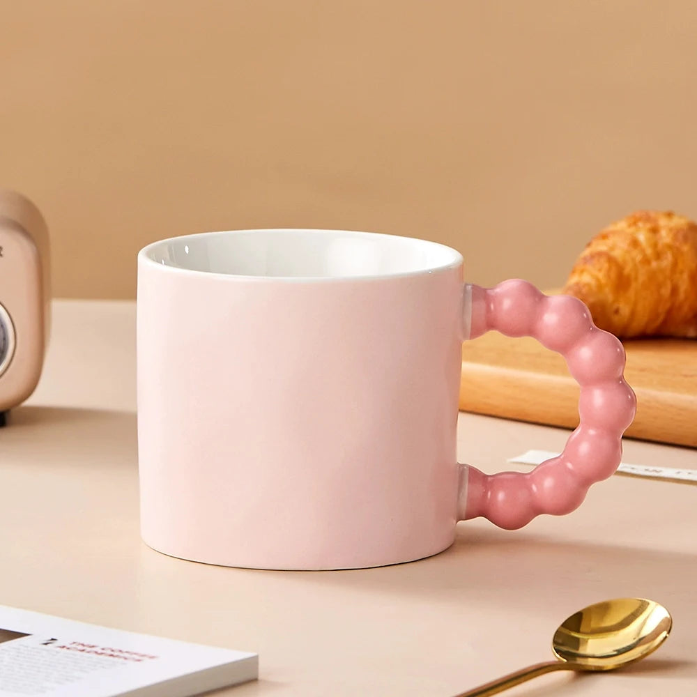 Elegant Ceramic Coffee Cup with Pearl Handle | Perfect for Home & Office