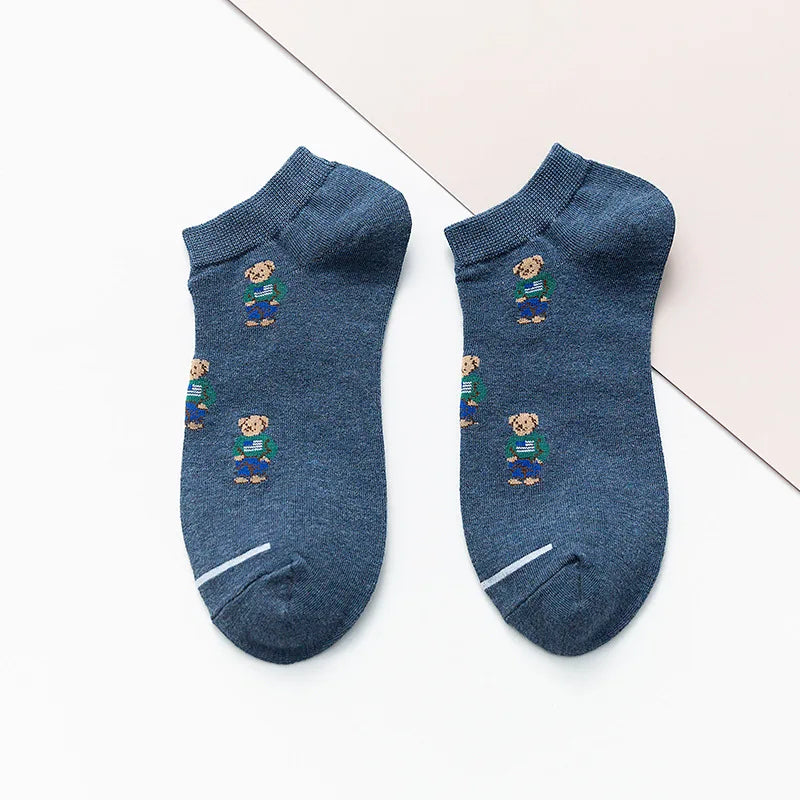 Men's Cartoon Bear Ankle Socks | Fun & Stylish Footwear