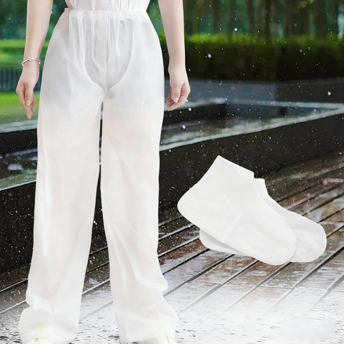 Pantalones de lluvia y cubrezapatos duraderos y reutilizables | Mantente seco y cómodo