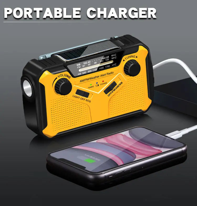 Portable Solar Energy AM FM Radio & Flashlight Emergency Power