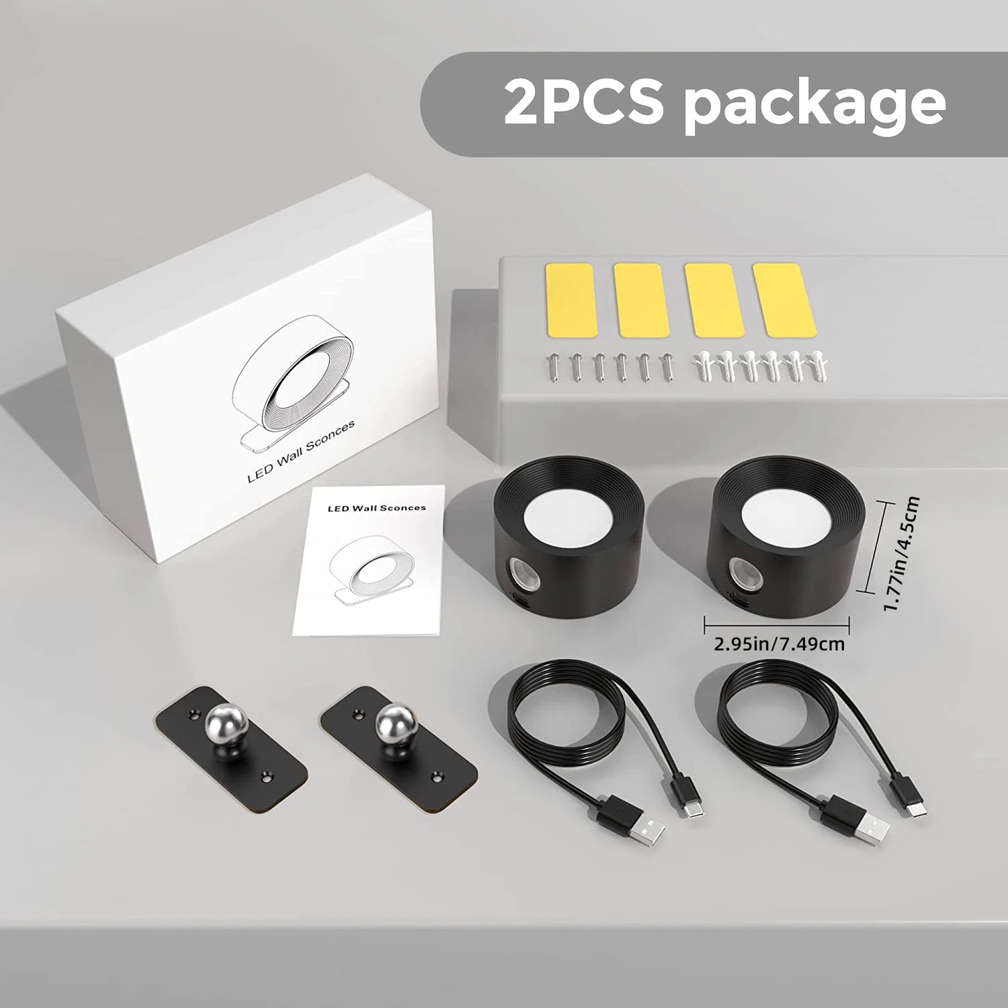 Lámparas de pared LED recargables para interior | Iluminación moderna ajustable