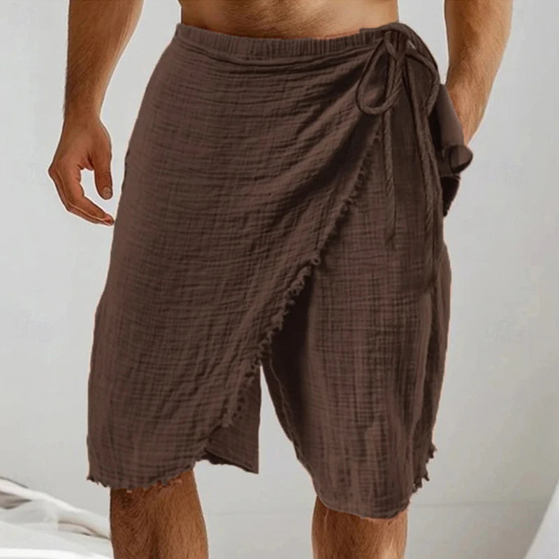Men's Vintage Casual Drawstring Linen Shorts for Summer Comfort