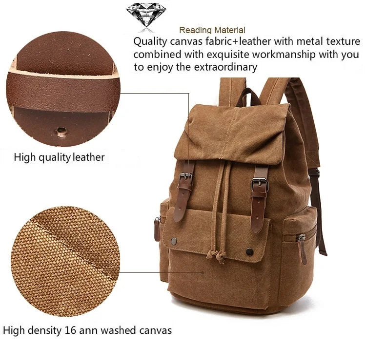 Vintage Canvas Laptop Backpack for School & Travel | Anti-Theft Design