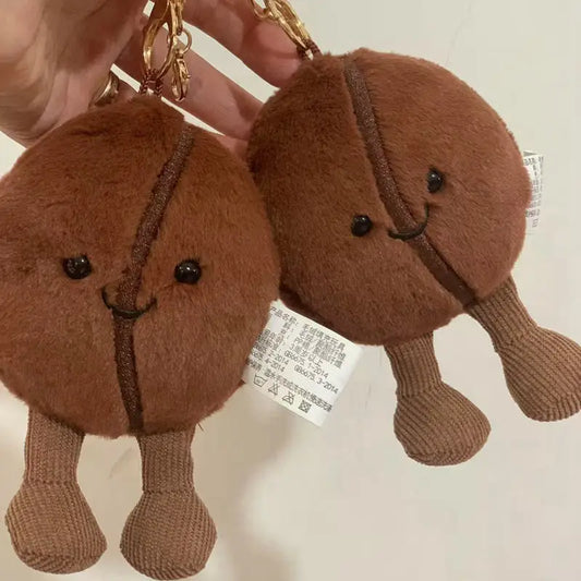 Cute Coffee Bean Plush Keychain – Adorable Bag Charm for Girls