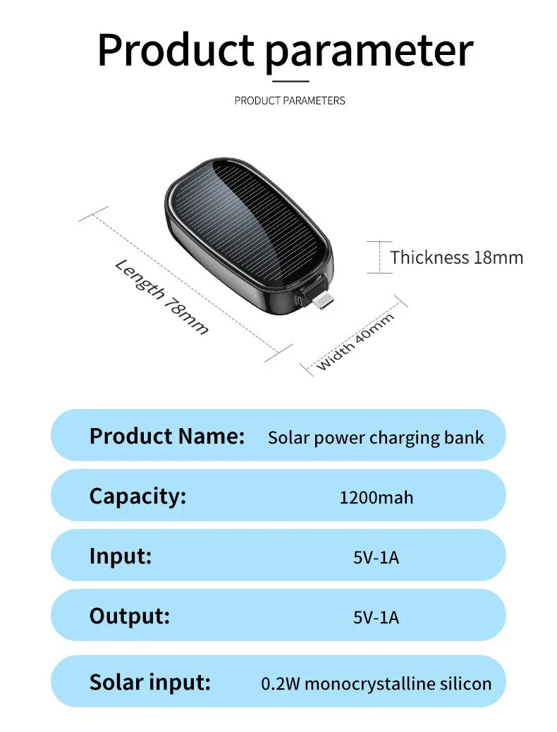 Portable Solar Power Bank 1200mAh | Fast Charging External Battery