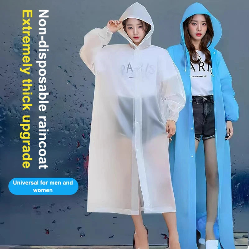 Transparent Non-Disposable Raincoat | Stylish Portable Poncho