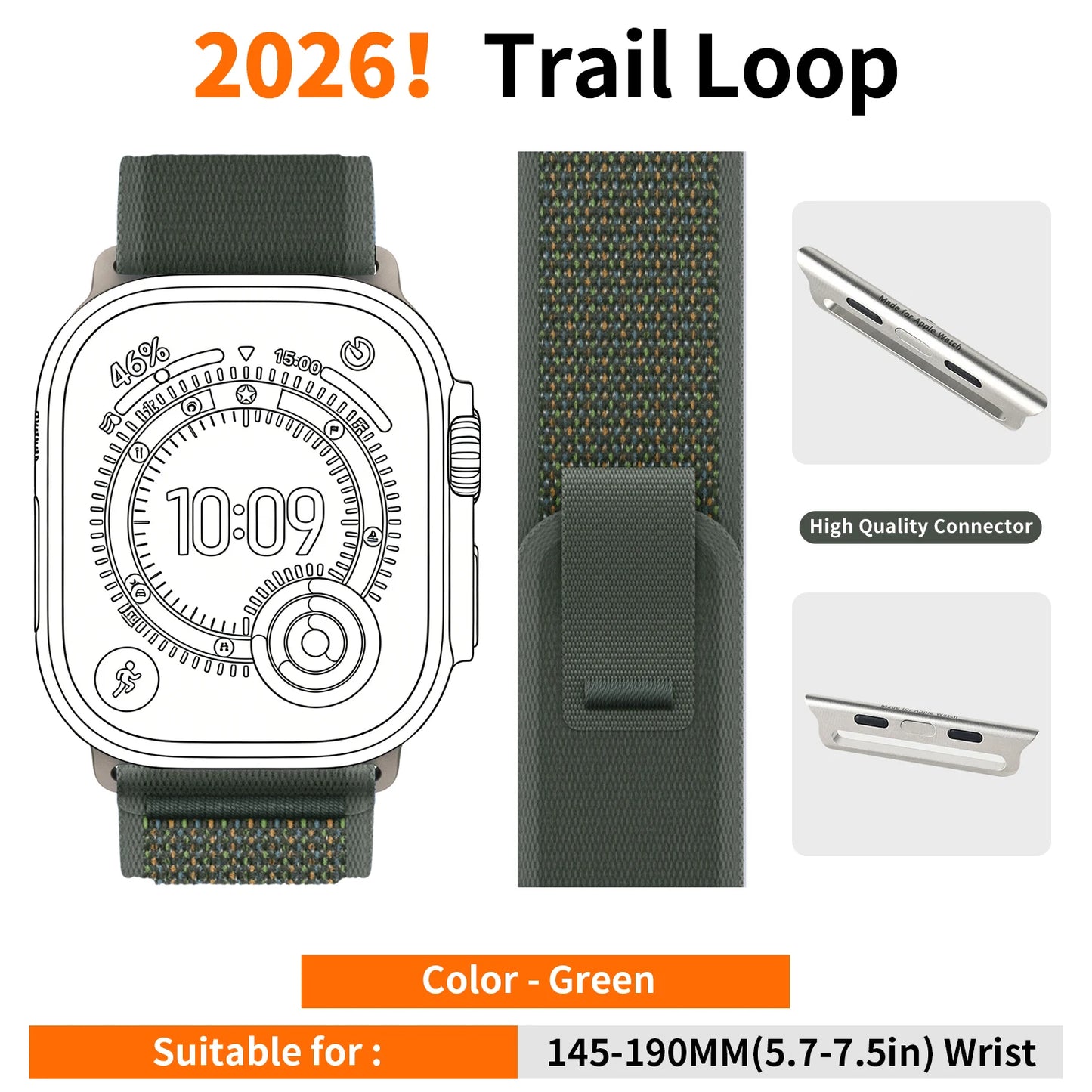 High-Quality Nylon Strap for Smartwatches | Natural Titanium Finish
