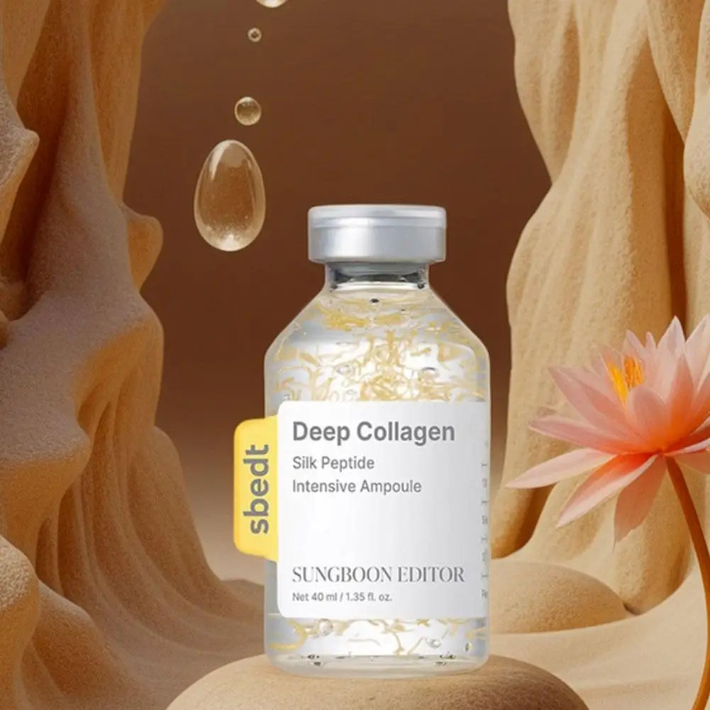Deep Collagen Silk Peptide Intensive Ampoule — 40ml Wrinkle Reduction Essence, Skin Repair & Hydrating Firming Facial Serum with Targeted Syringe Applicator