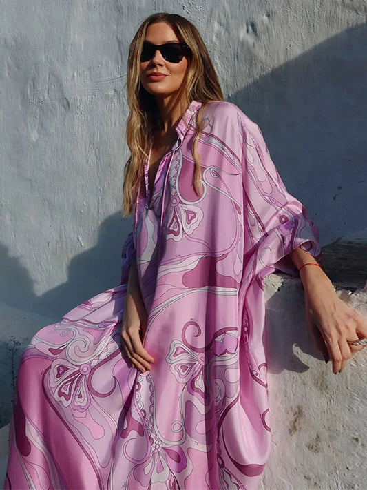 Stylish Oversized Women's Print Kaftan Maxi Dress for Summer