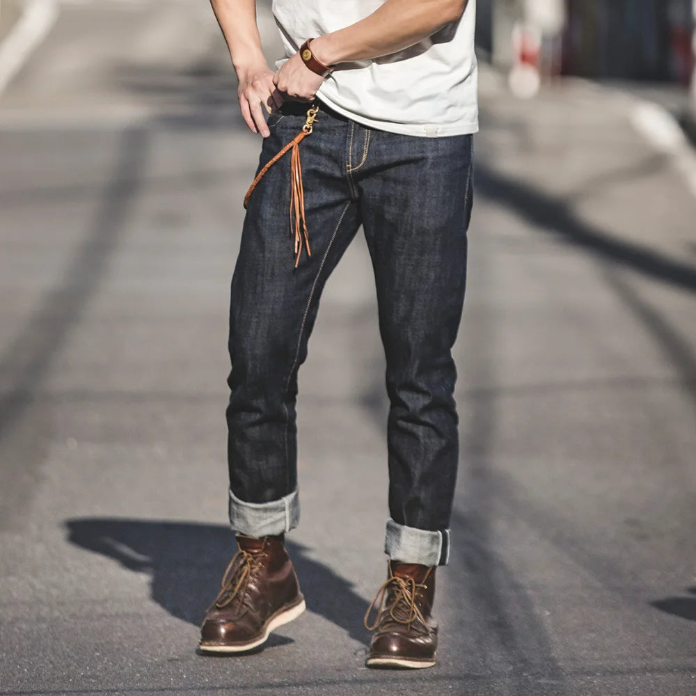 Men's 14oz Raw Selvedge Denim Jeans | Vintage Straight Fit Style