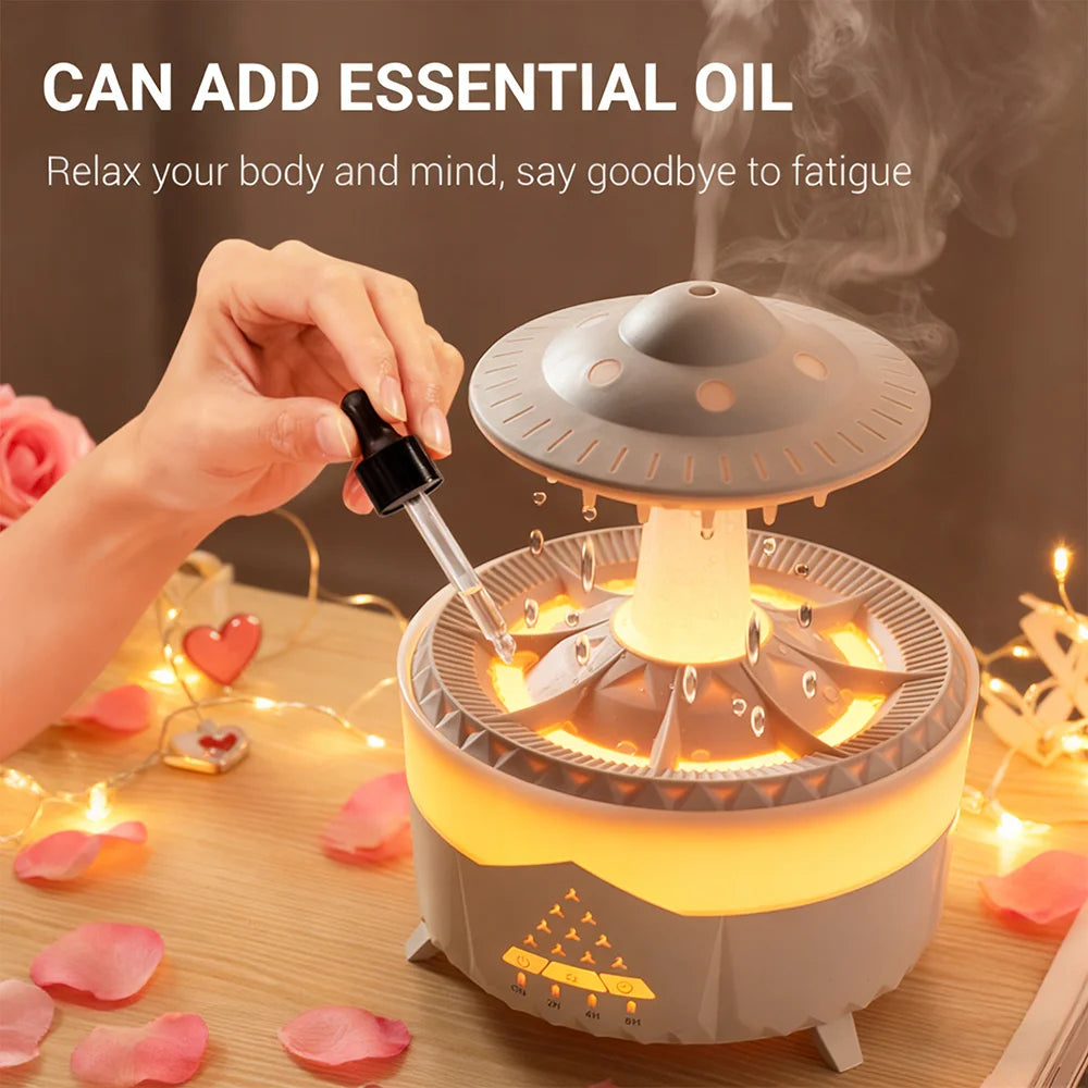 Simulated Raindrop Air Humidifier | Essential Oil Diffuser with Lights