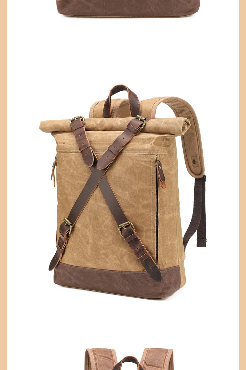 Retro Waterproof Oil Wax Canvas Travel Backpack | Unisex Design