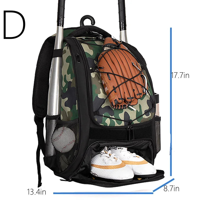 Baseball Softball Backpack | Large Capacity Sports Bag with Shoe Compartment