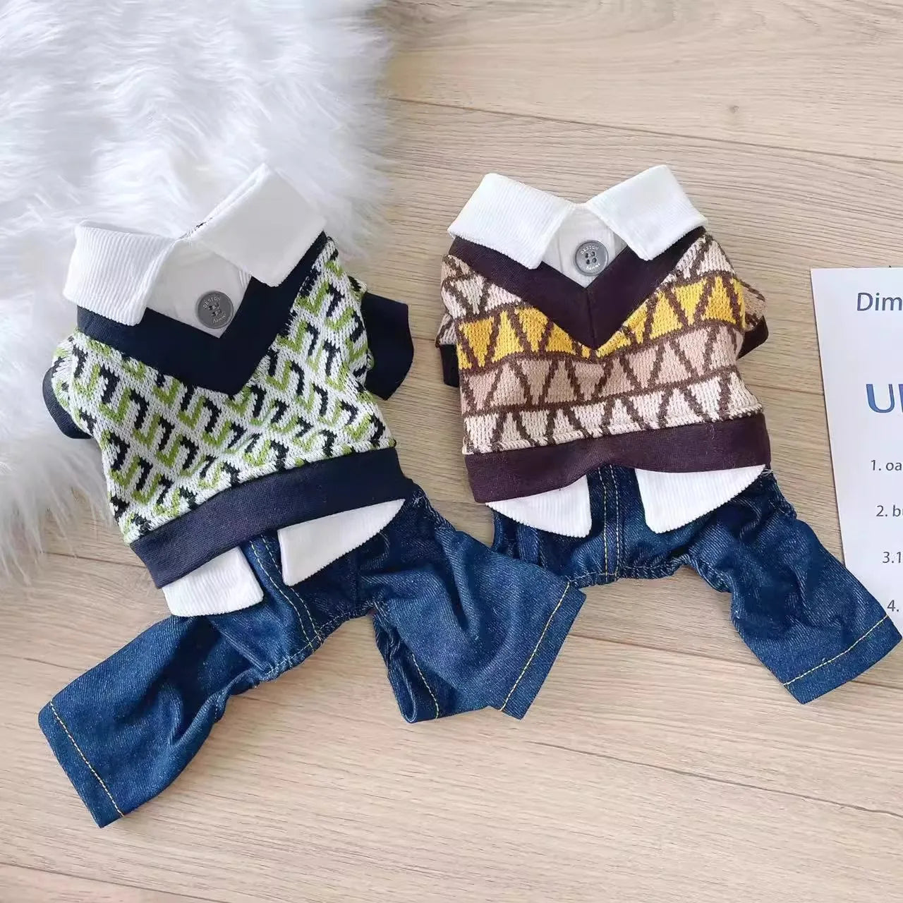 Stylish Knit Sweater Vest Costume for Small Dogs | Pet Jumpsuit Sets
