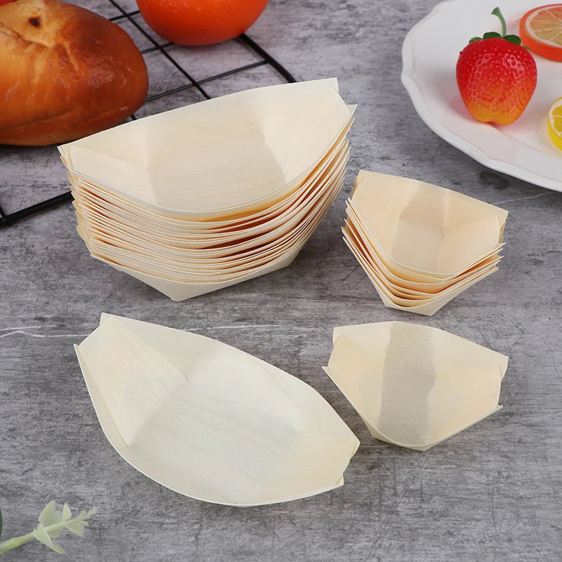 50 Platos Desechables de Madera para Sushi | Elegante Experiencia Culinaria