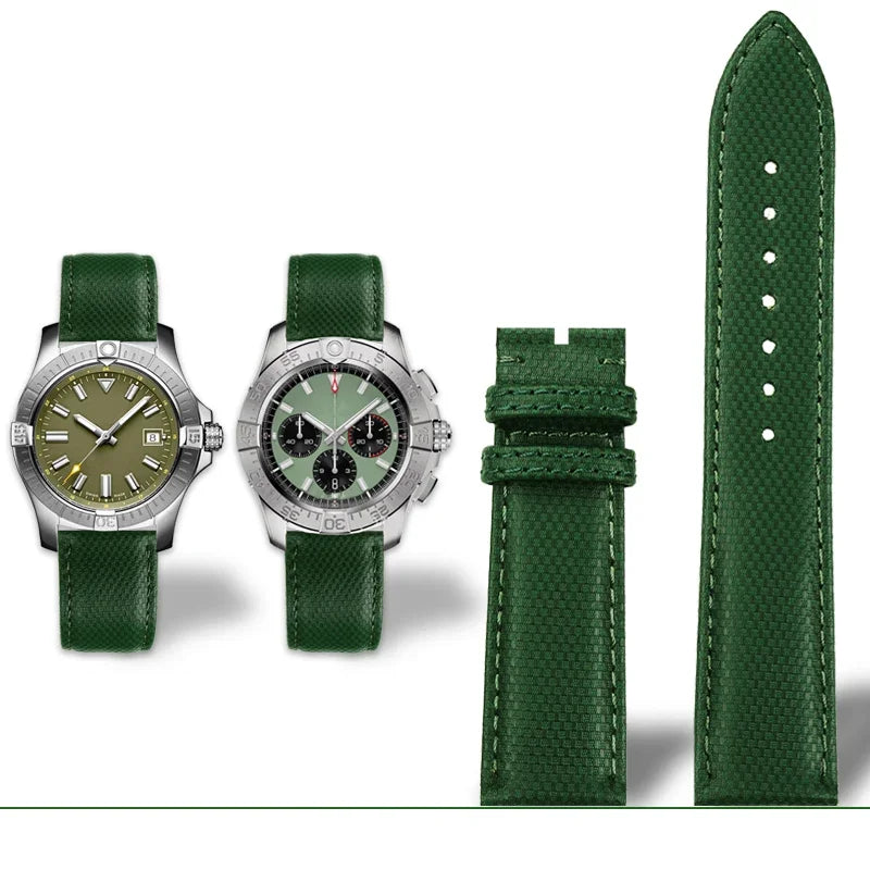 Versatile Yellow Nylon Leather Watch Strap | 22mm Men's Band