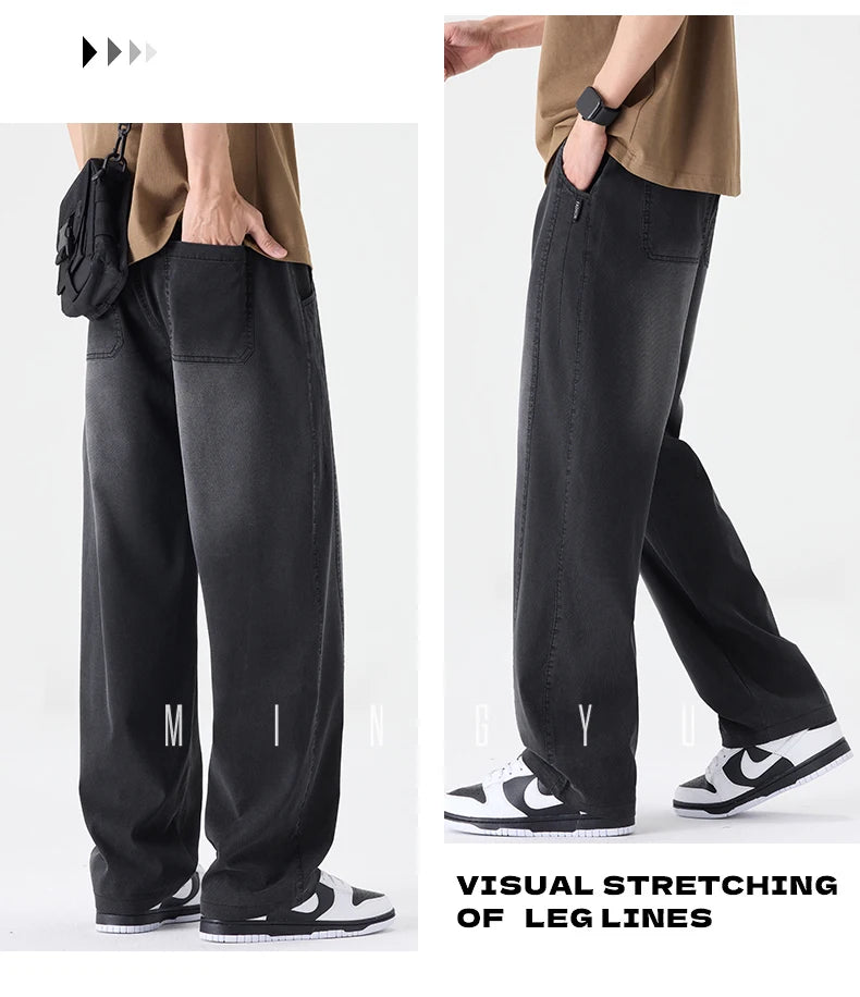 Men's Summer Lyocell Fabric Jeans | Elastic Waist Loose Fit