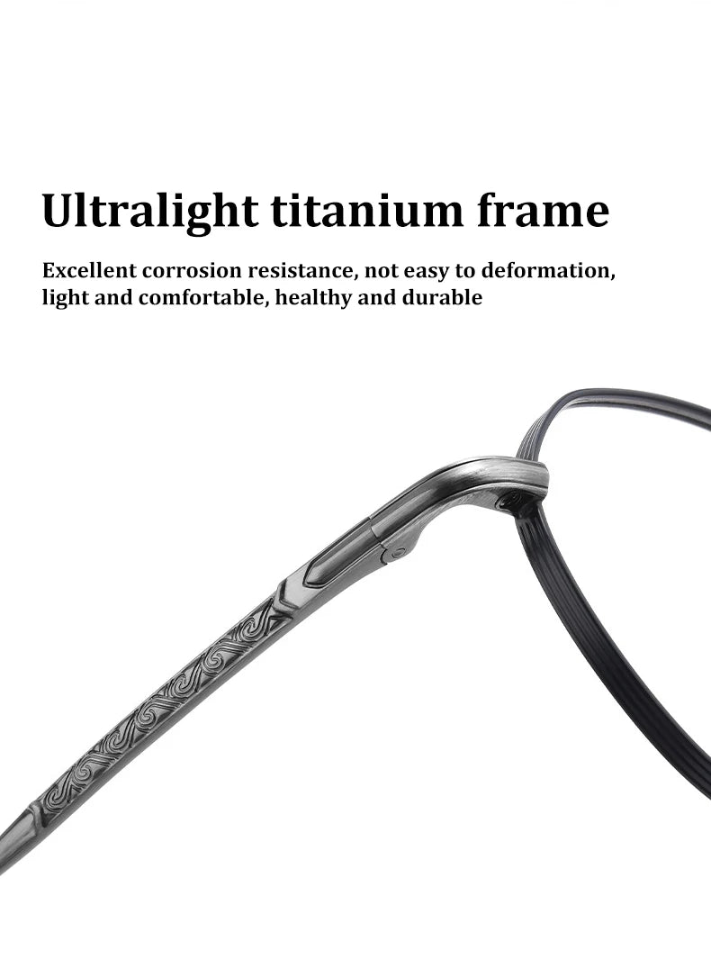 Ultra-Light Titanium Round Frame Glasses | Customizable Multi-Focus