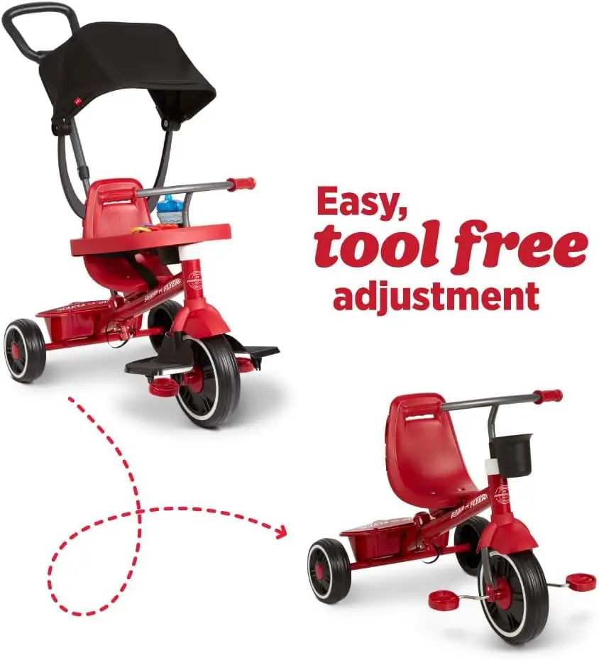 4-in-1 Toddler Tricycle with Canopy and Adjustable Features