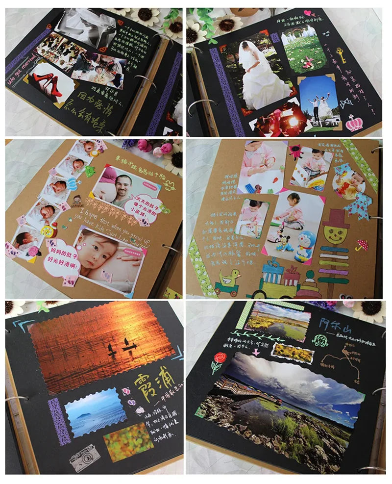 Álbum de Fotos DIY de Madera Vintage | Recuerdos y Almacenamiento para Scrapbook