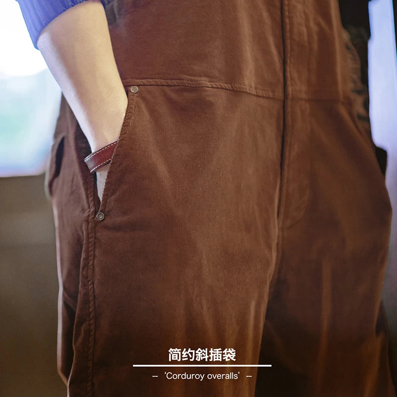 Men's Retro Corduroy Overalls | Adjustable Suspender Jumpsuit