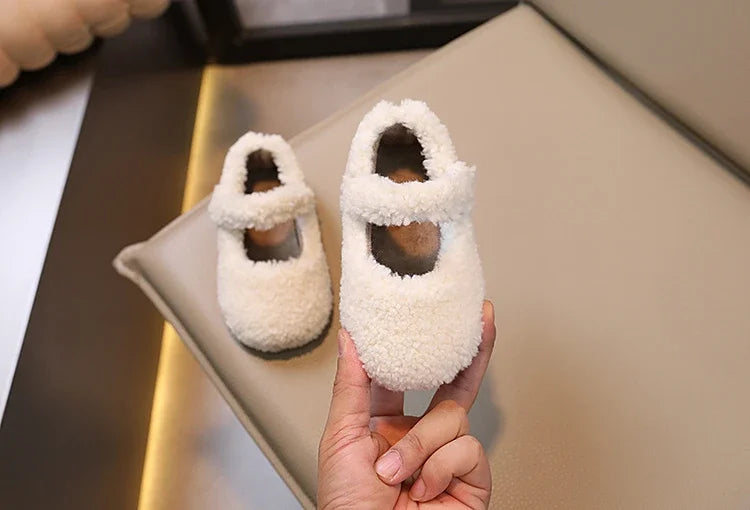 Cozy Velvet Mary Janes for Kids | Warm Plush Toe Winter Shoes