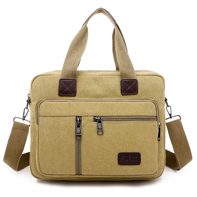 Canvas Men's Handbag Shoulder Bag Travel Large Capacity Multi-layer Crossbody Bag Student Travel Top-handle Bag Leisure Tote sac