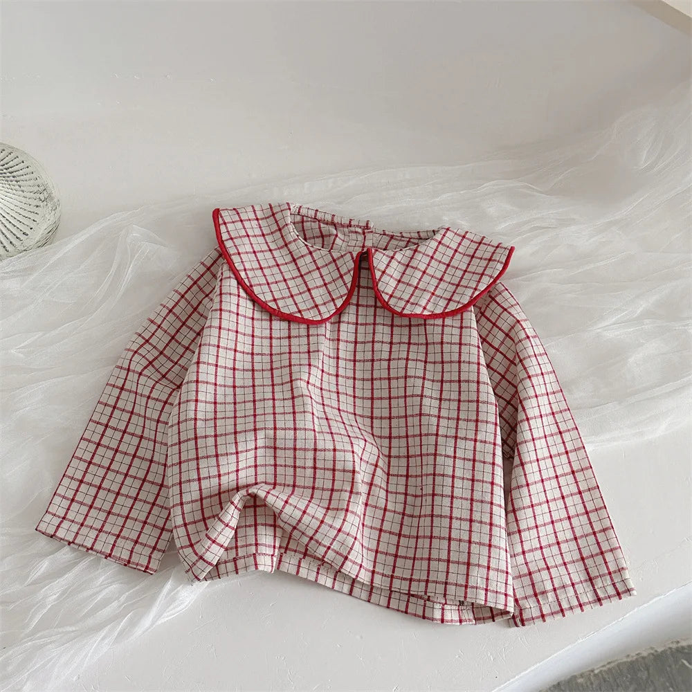 Cotton Baby Girls' Long Sleeve Plaid Blouse | Cute & Comfy Toddler Top
