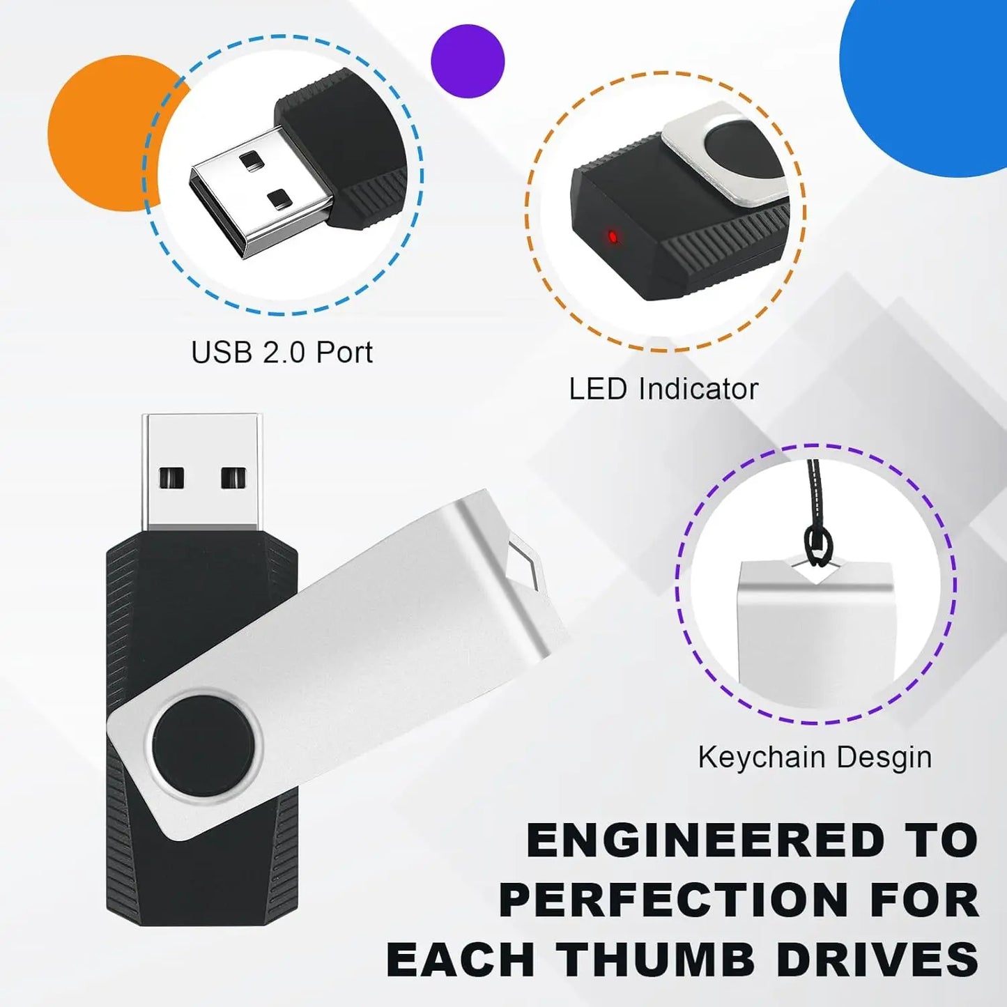 10-Pack 4GB USB Flash Drives with Lanyards | Portable Data Storage
